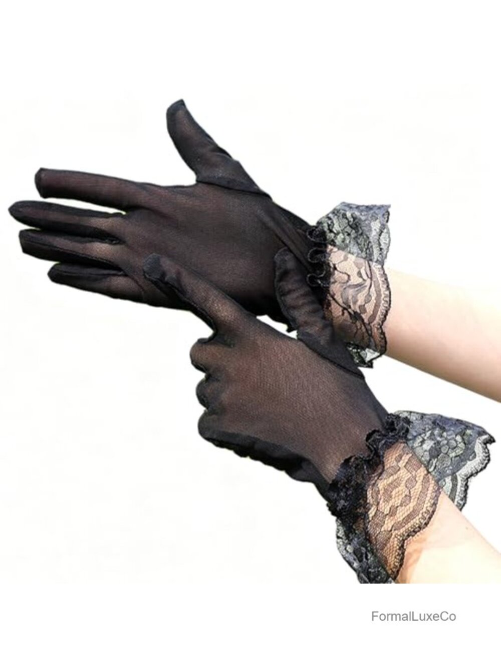 Women's Lace Sheer Mesh Short Gloves Spandex Party Opera Cosplay